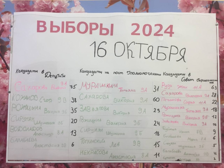 Долгожданные итоги выборов в органы ученического самоуправления школы №49 г. Калуги.